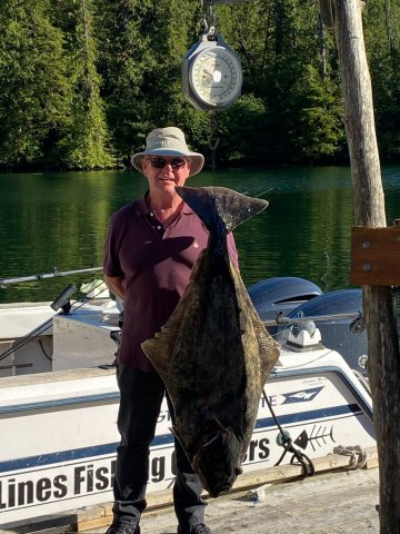 Bob landed this beautiful halibut fishing with Slivers Charters Salmon Sport Fishing in August of 2022 offshore Ucluelet   